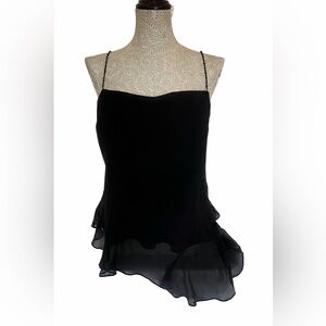 Ice Black Asymmetrical Camisole Top